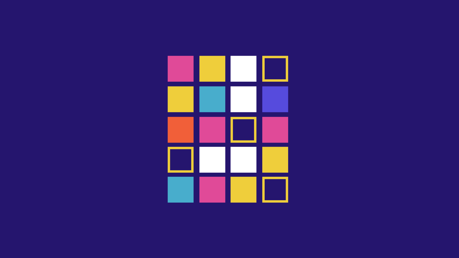 An abstract illustration of a colorful grid of 20 squares representing apps on a phone's home screen