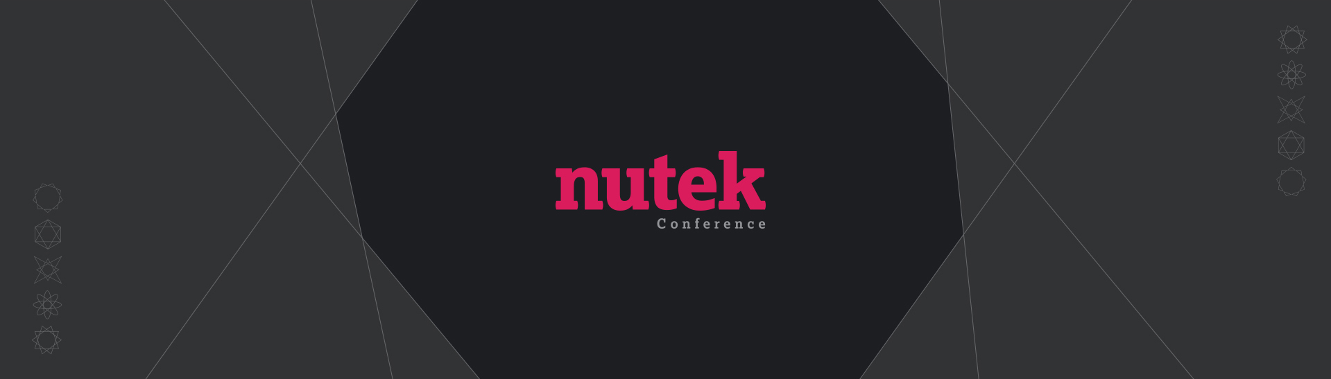 The Nutek Conference logo in hot pink against a dark grey background