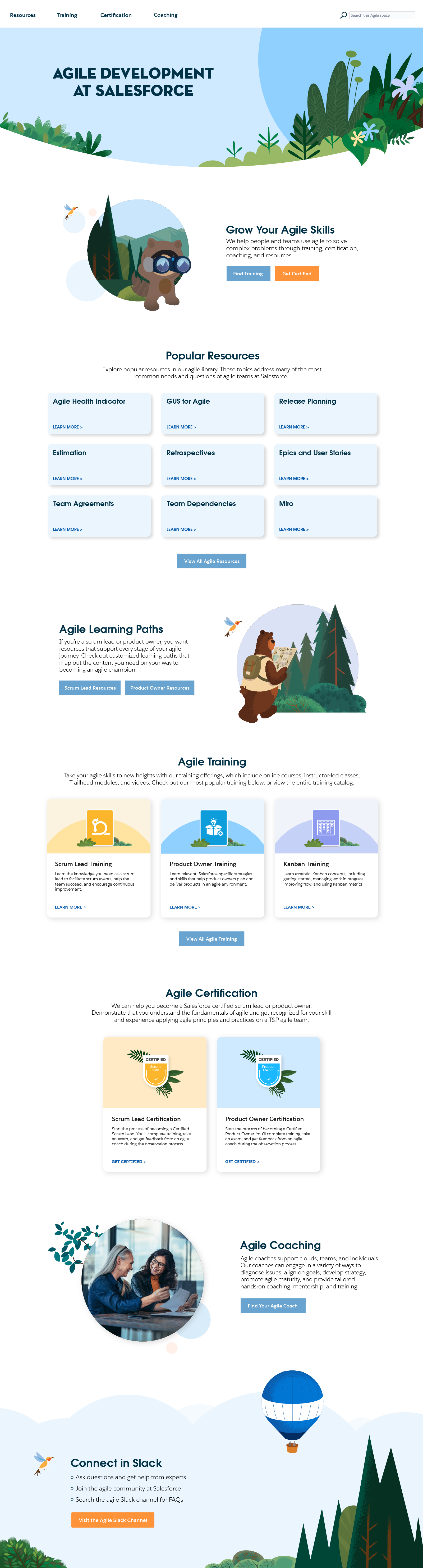 A mockup of Salesforce's agile development website