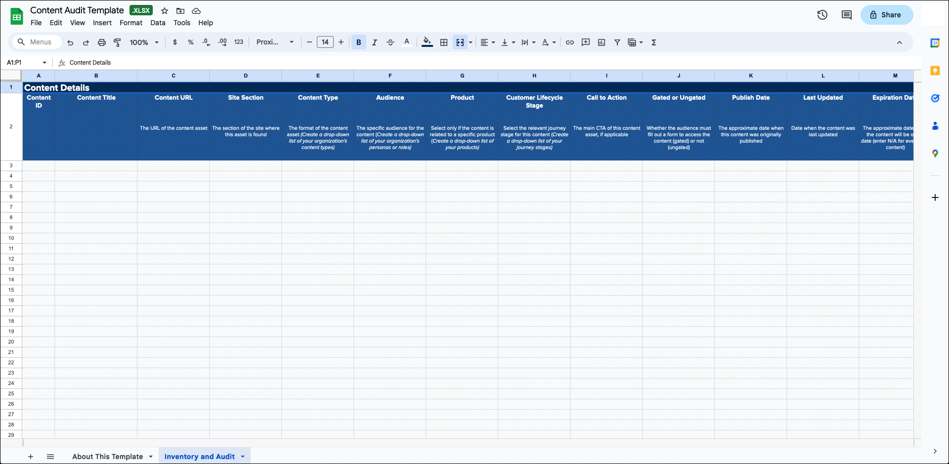 The template I use for my content audits